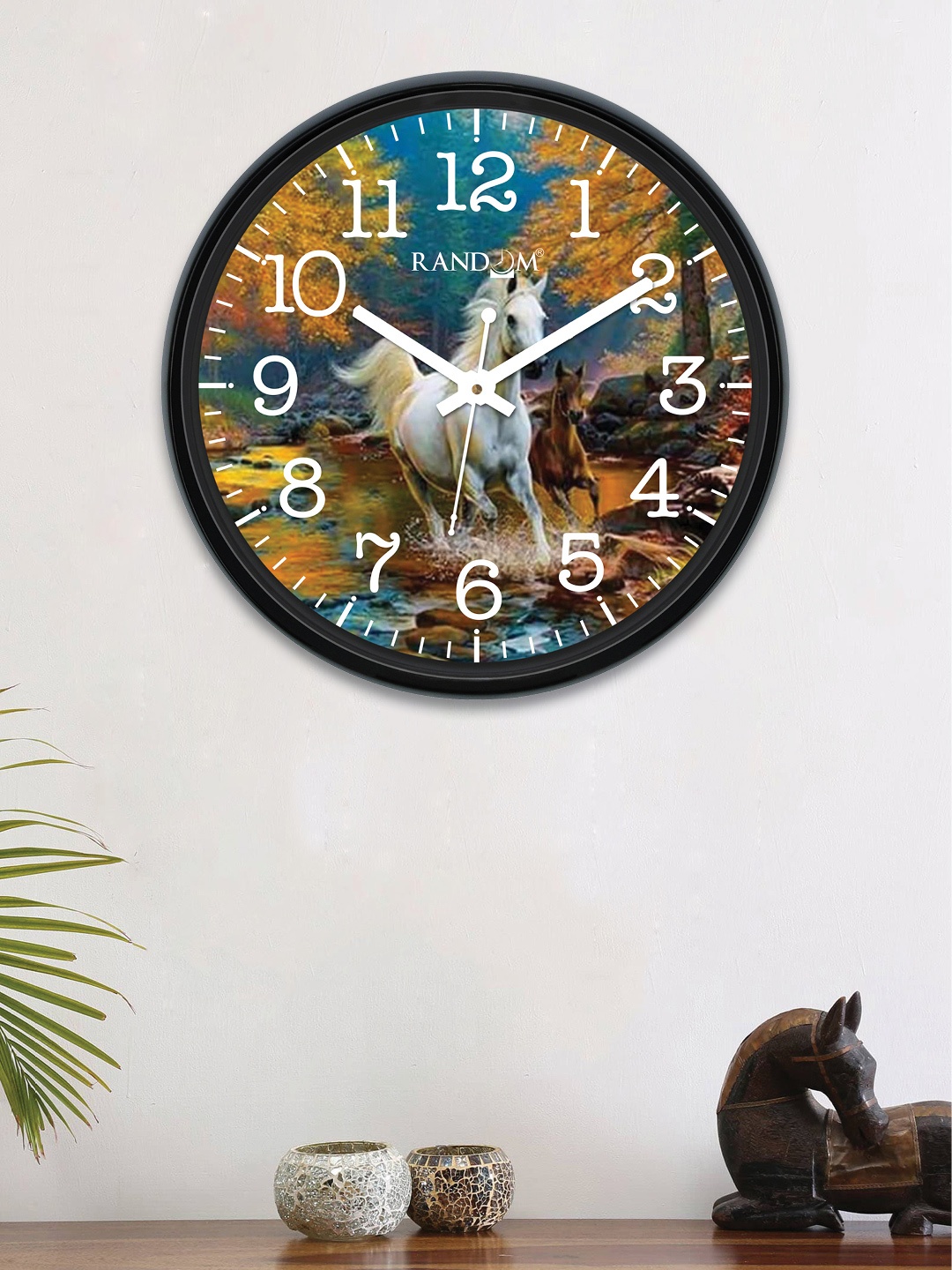 RANDOM Multicoloured Round Printed 30 cm Analogue Wall Clock, Multi