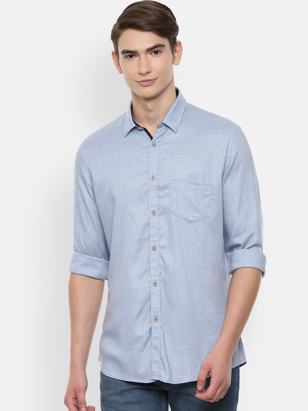 

Van Heusen Sport Men Blue Slim Fit Self Design Casual Shirt