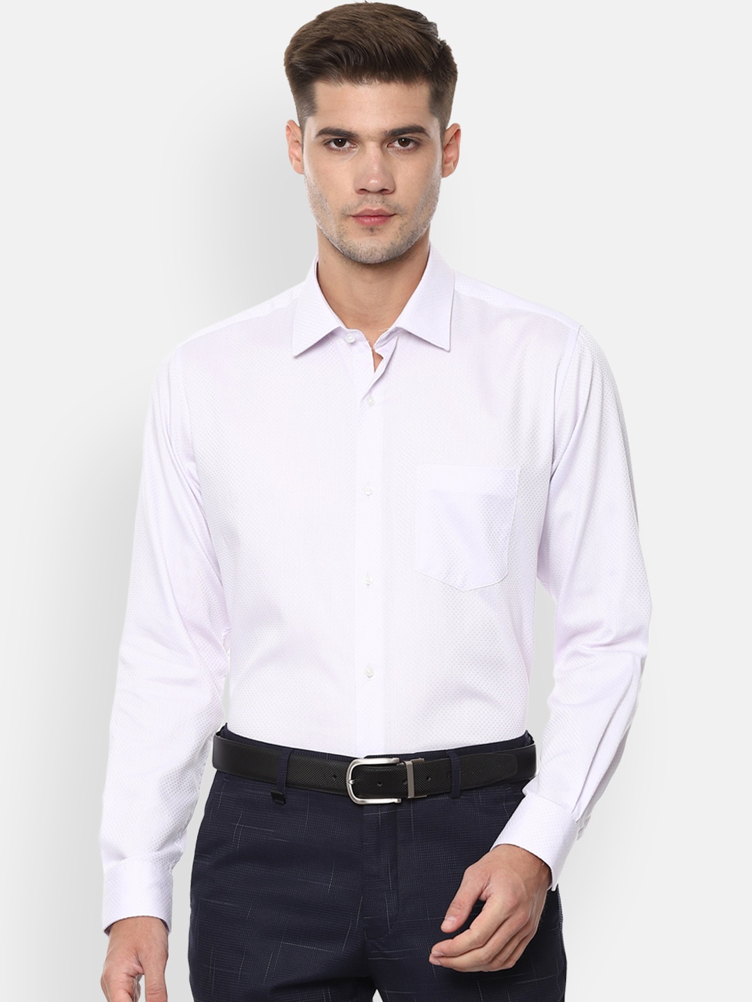 Van Heusen Men Purple Regular Fit Solid Formal Shirt