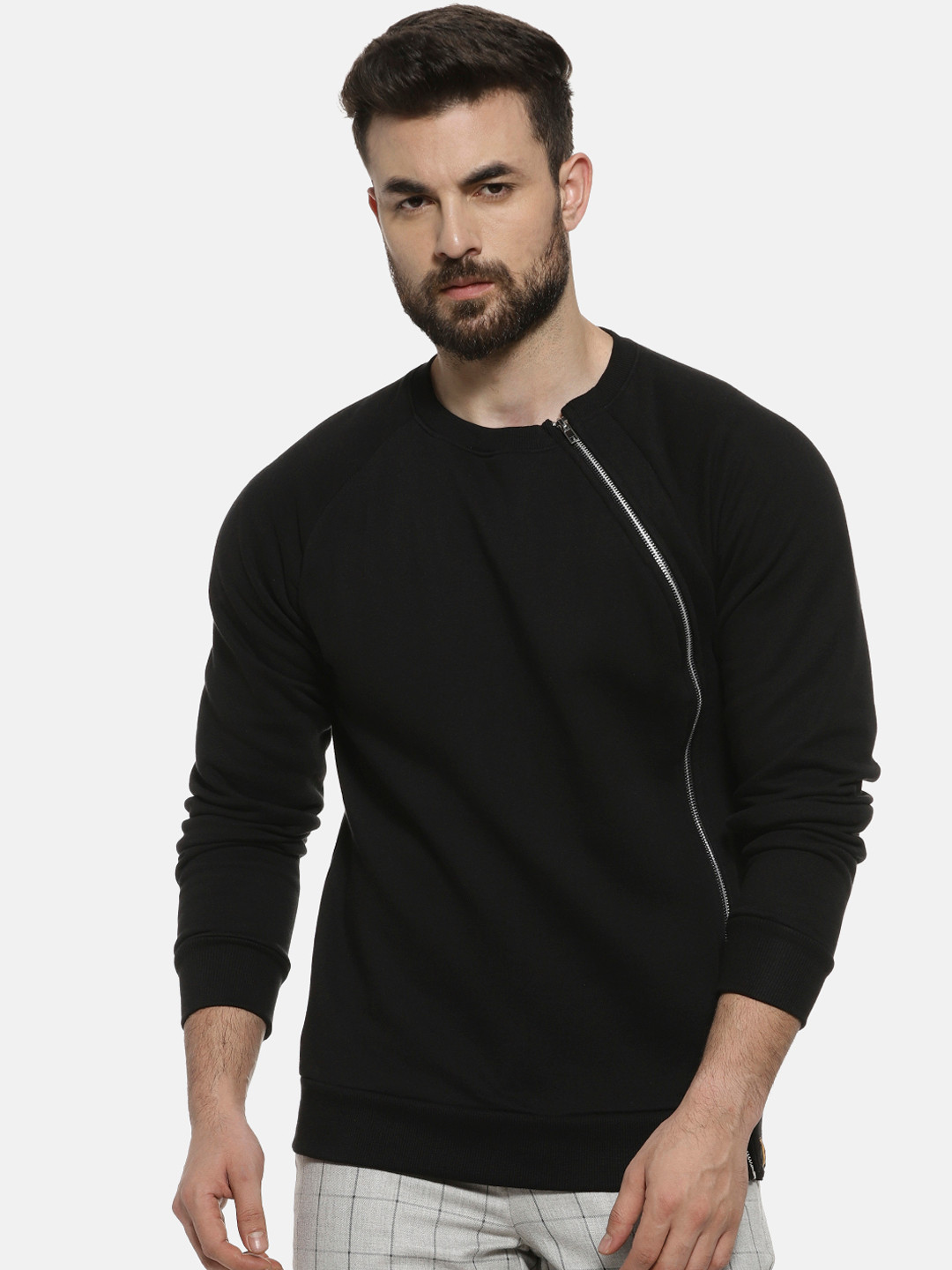 

Campus Sutra Men Black Solid Sweatshirt