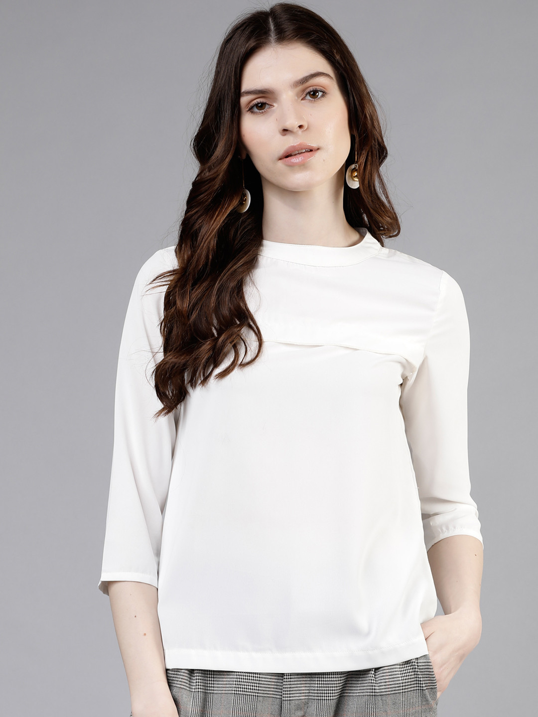 

Tokyo Talkies Women Off-White Solid Top