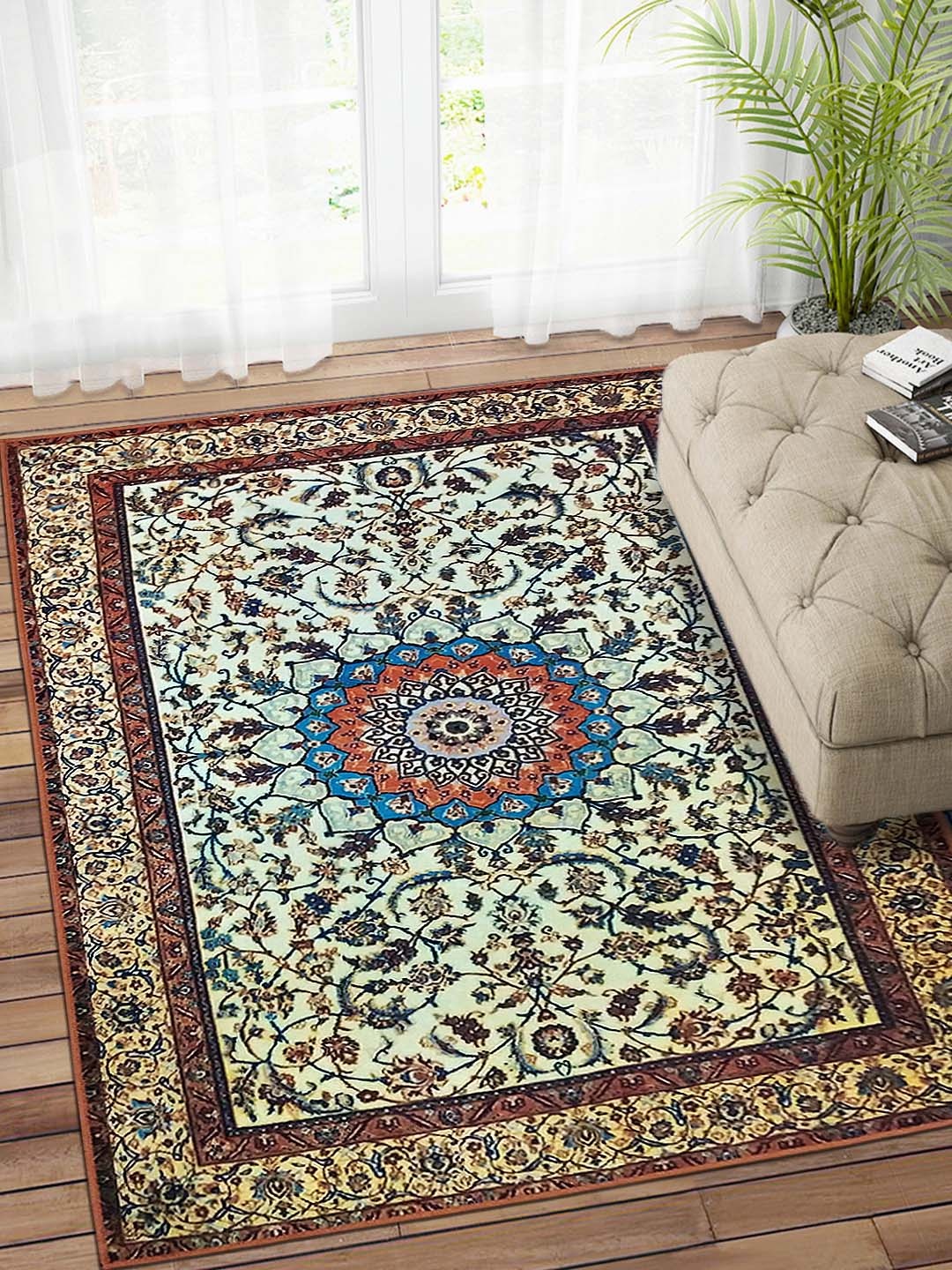 

Status Multicoloured Printed Nylon Vintage Persian Anti-Skid Carpet, Multi