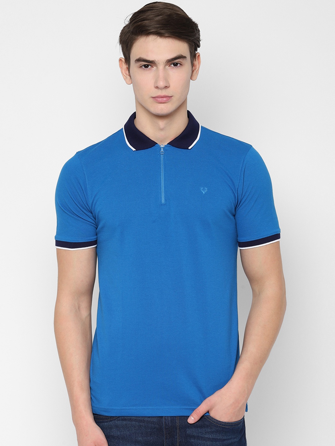

Allen Solly Men Blue Solid Polo Collar T-shirt