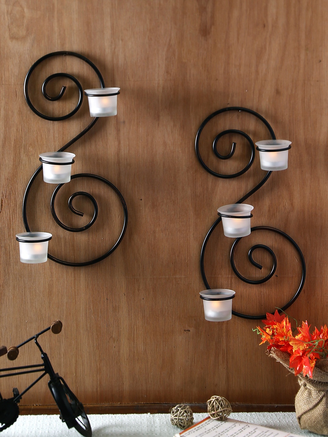 

HOSLEY Set of 2 Black Wall Sconce With Frosted Glasses