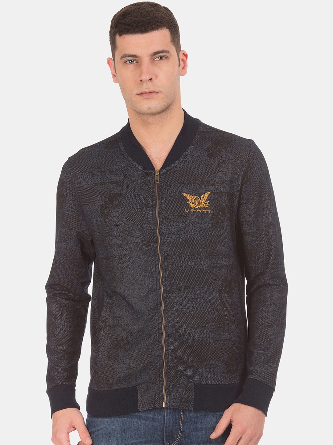 

Arrow Men Navy Blue Solid Bomber Lightweight Jacket