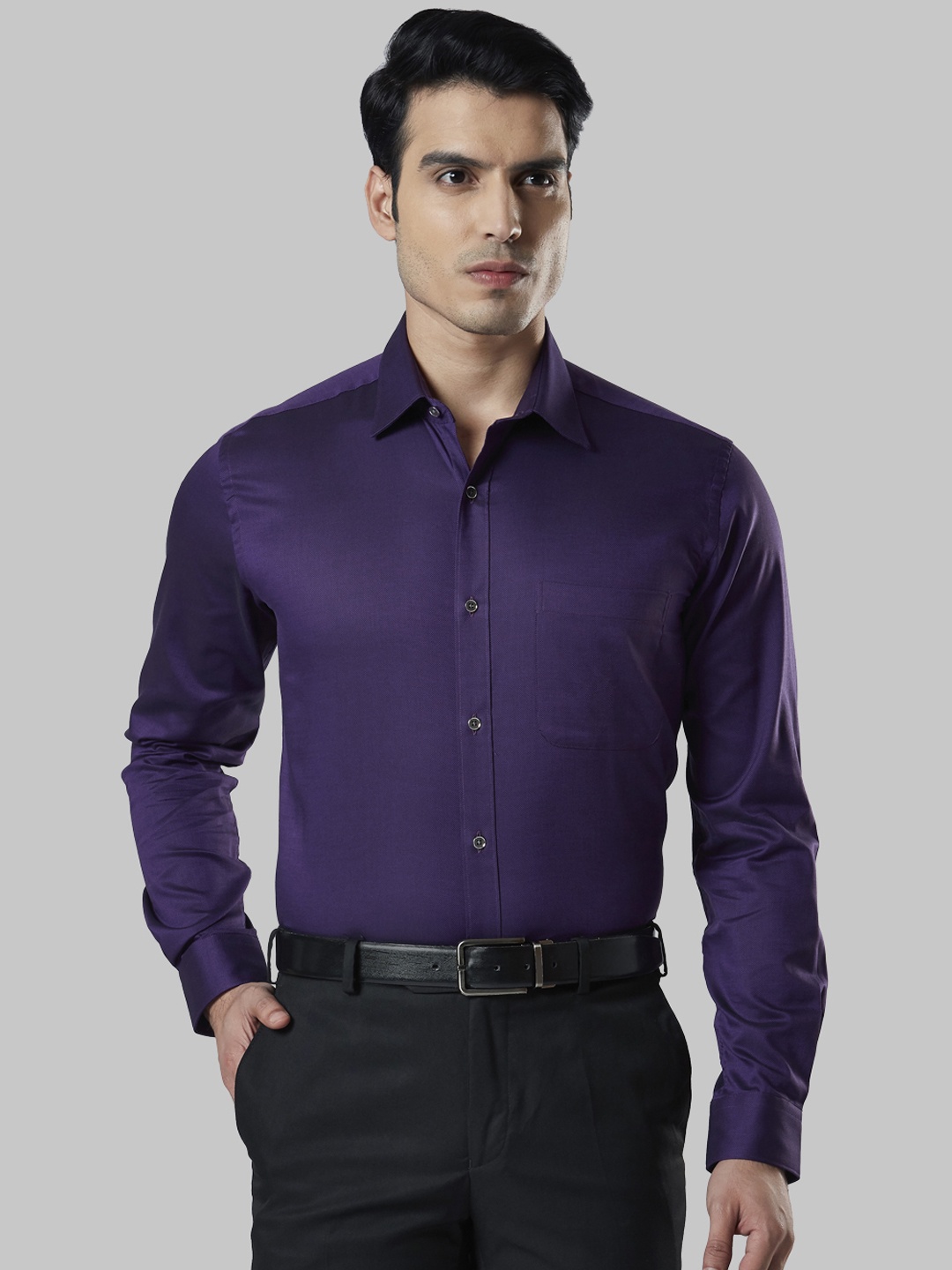 

Raymond Men Violet Regular Fit Solid Formal Shirt