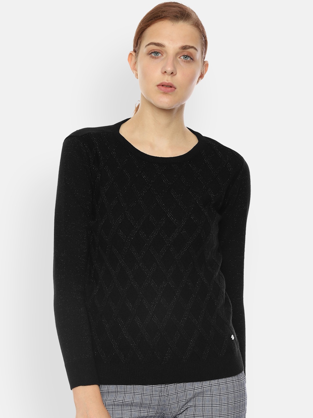 

Allen Solly Woman Women Black Self Design Sweater