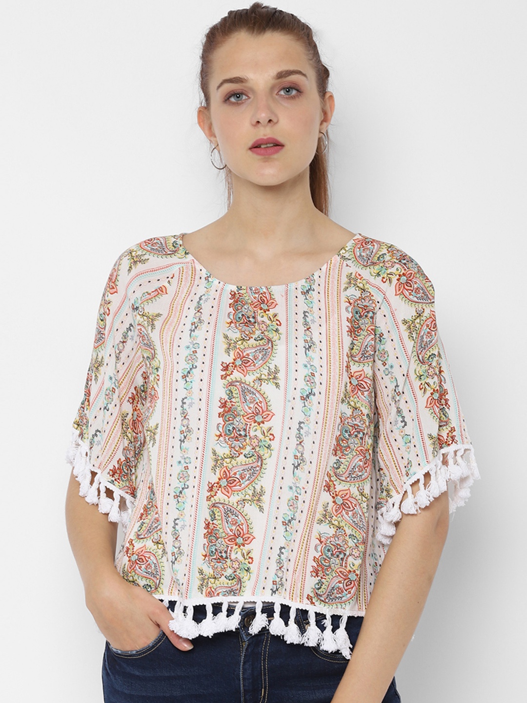 

People Women Multicoloured Printed A-Line Top, Multi