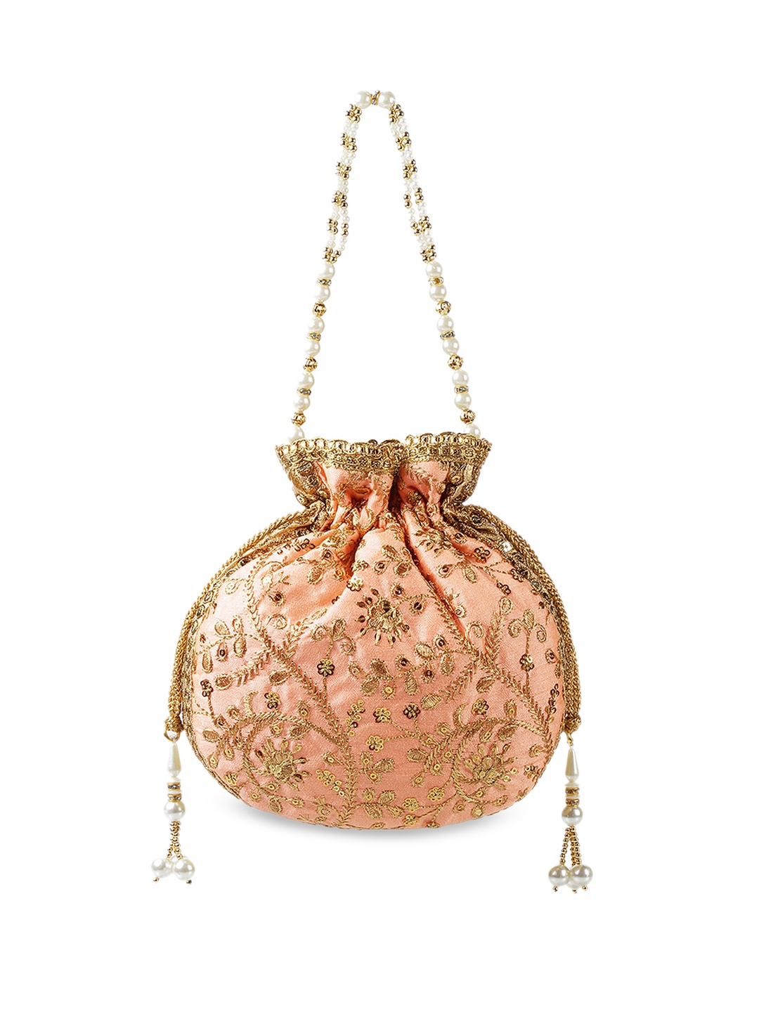 

Mochi Women Peach-Coloured Embroidered Clutch