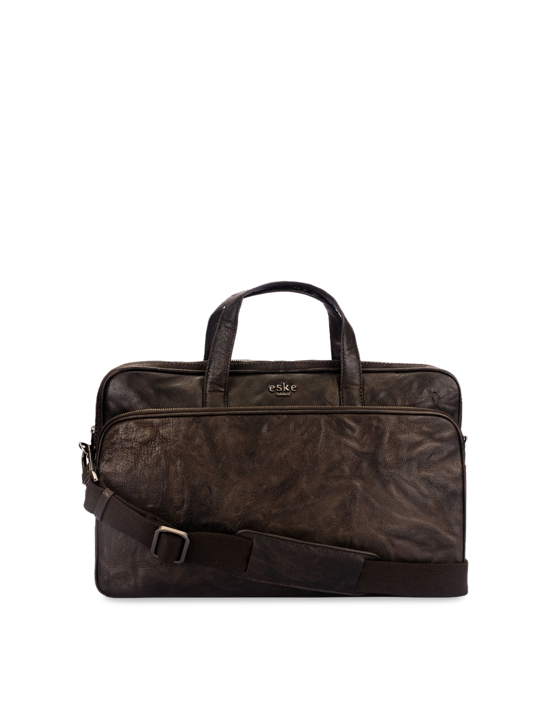 

Eske Men Brown Solid Leather Laptop Bag
