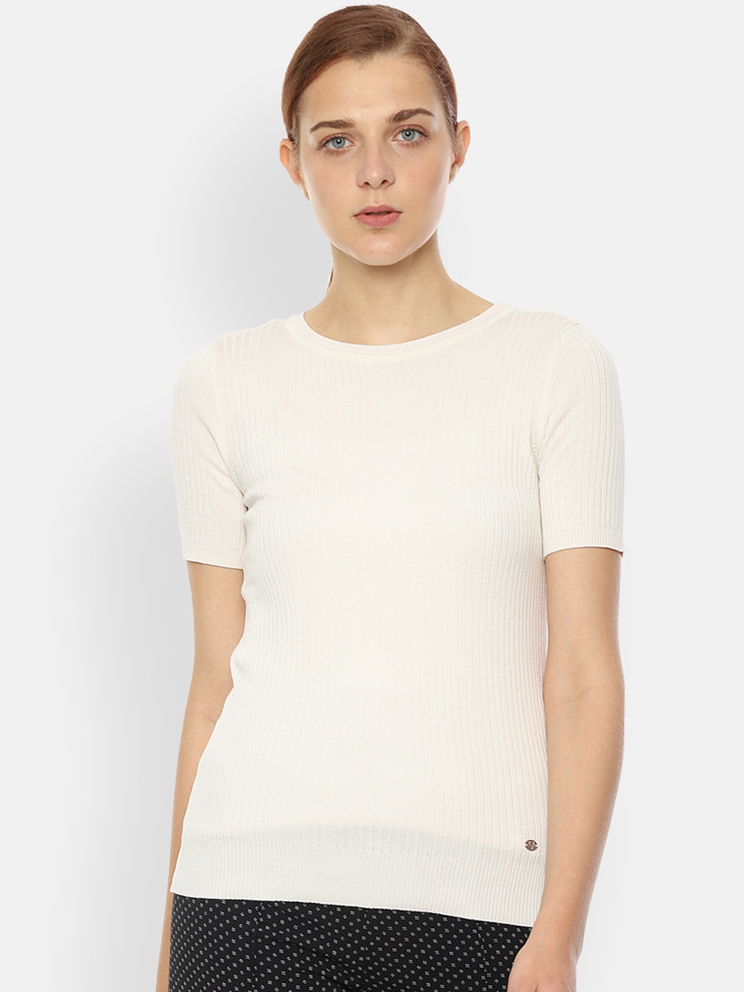 

Allen Solly Woman Women Cream-Coloured Ribbed Sweater