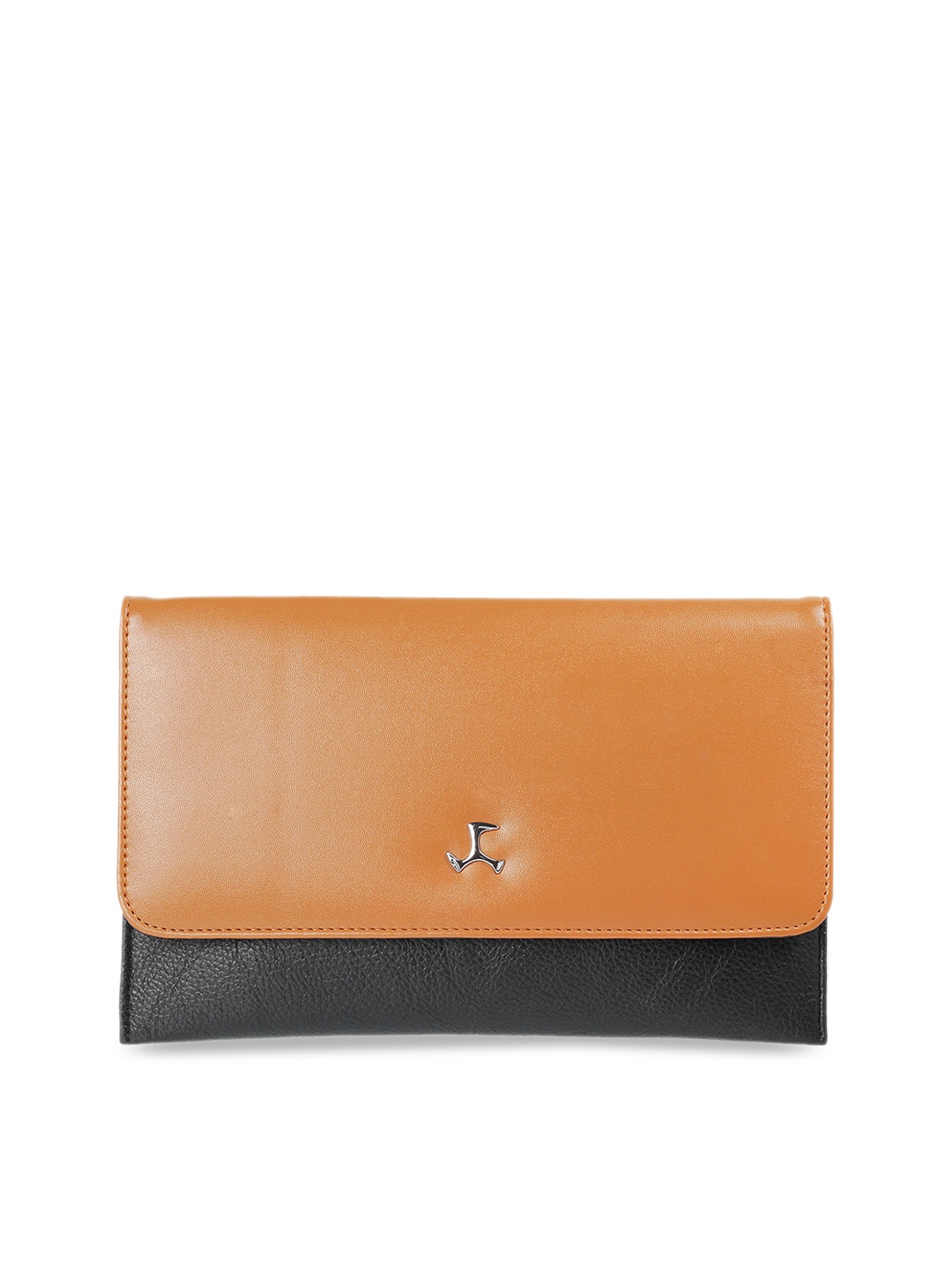

Mochi Women Tan Brown & Black Colourblocked Clutch