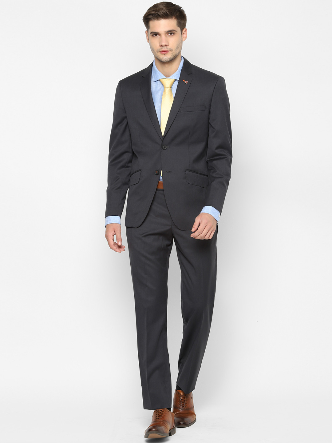 

SIMON CARTER LONDON Men Charcoal Grey Solid Single-Breasted Slim Fit Suit