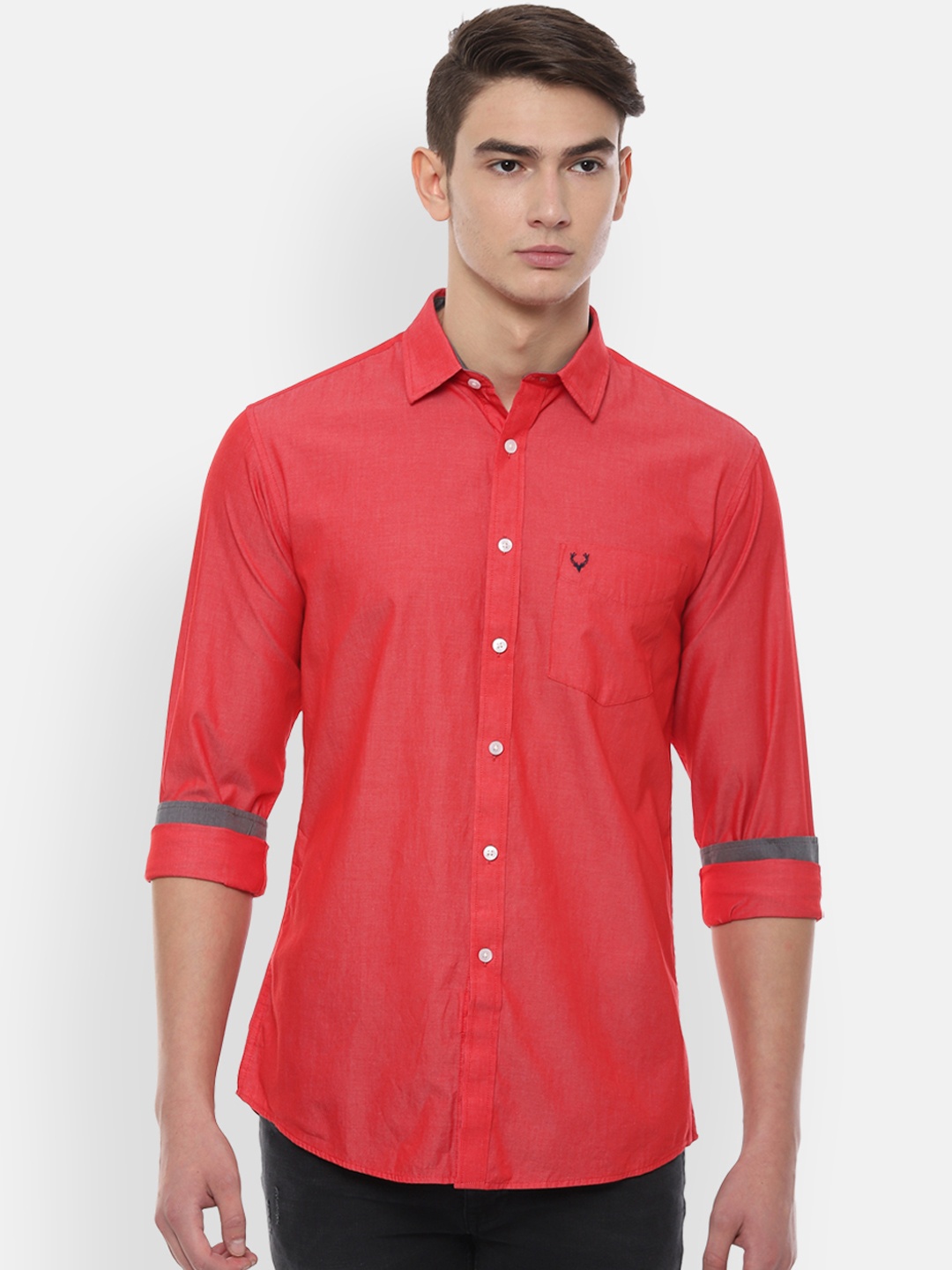 

Allen Solly Men Red Slim Fit Solid Casual Shirt