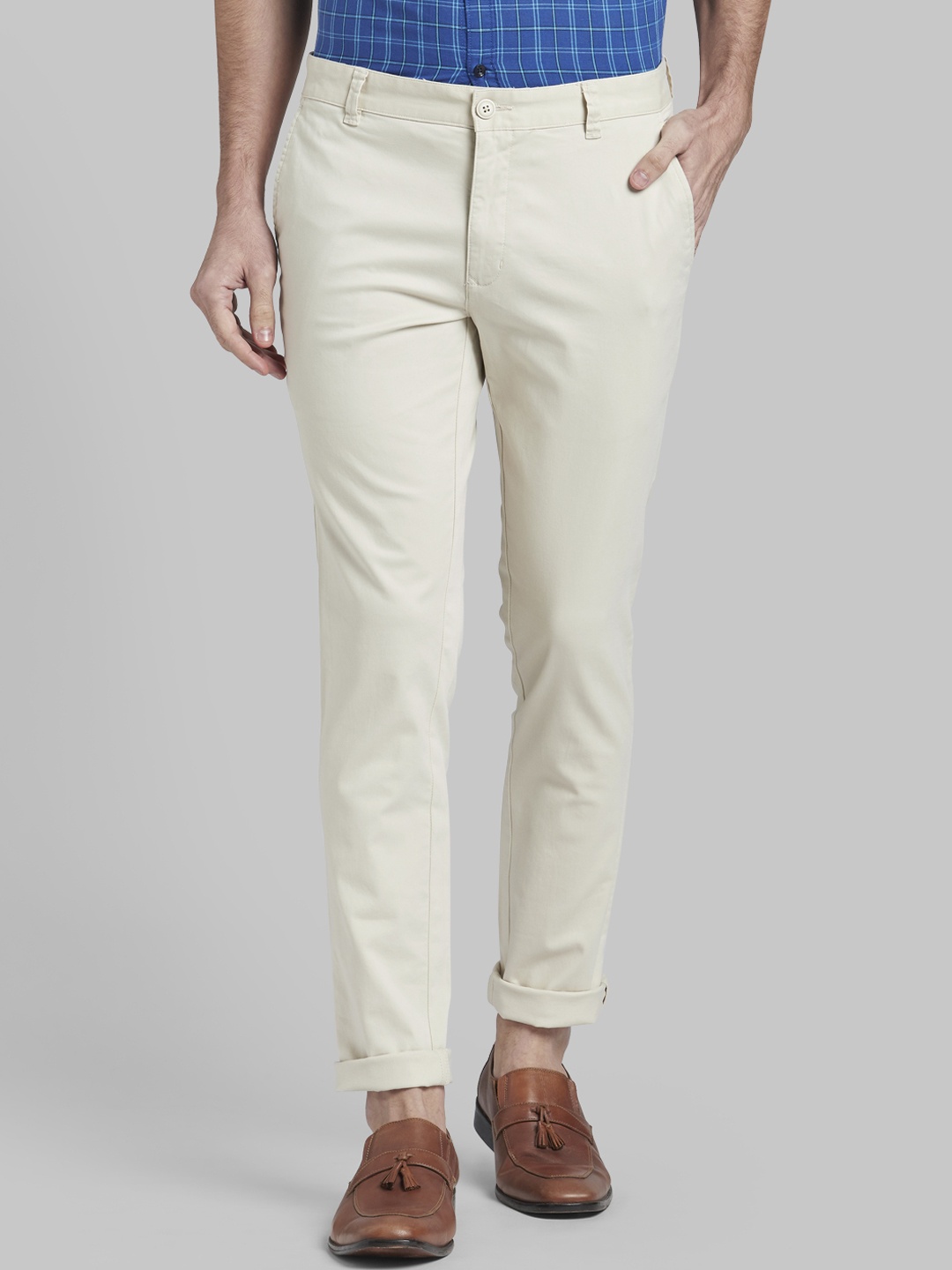 

Parx Men Off-White Regular Fit Solid Regular Trousers