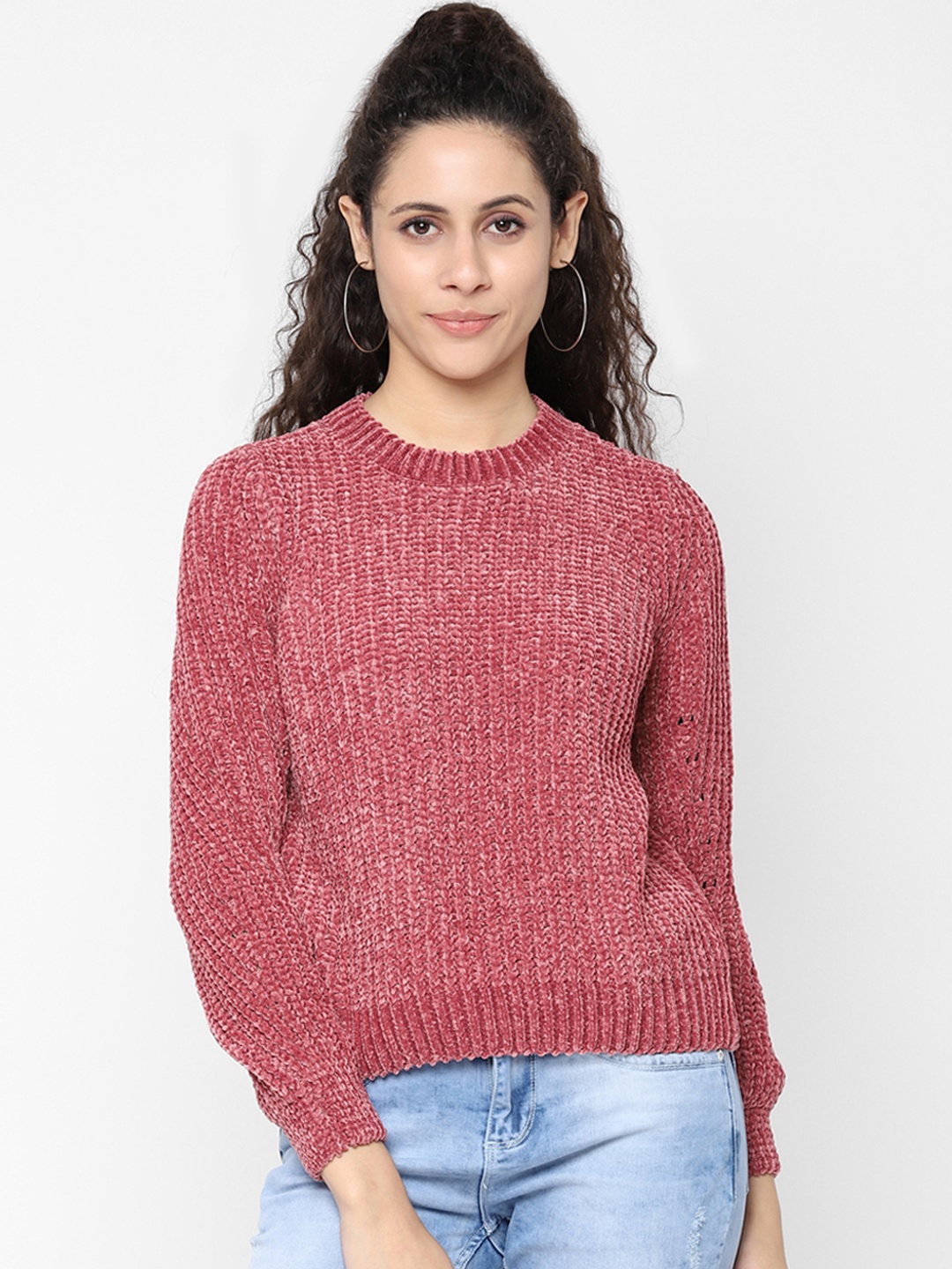 

People Women Pink Solid Sweater