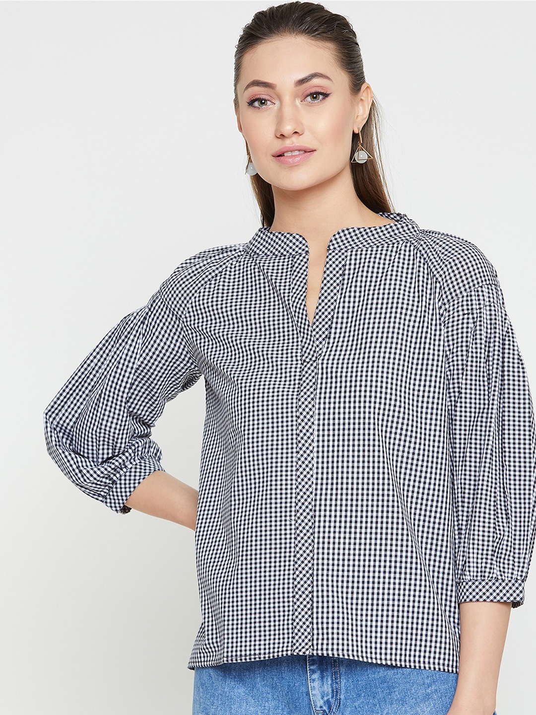 

RARE Women Black Checked Top