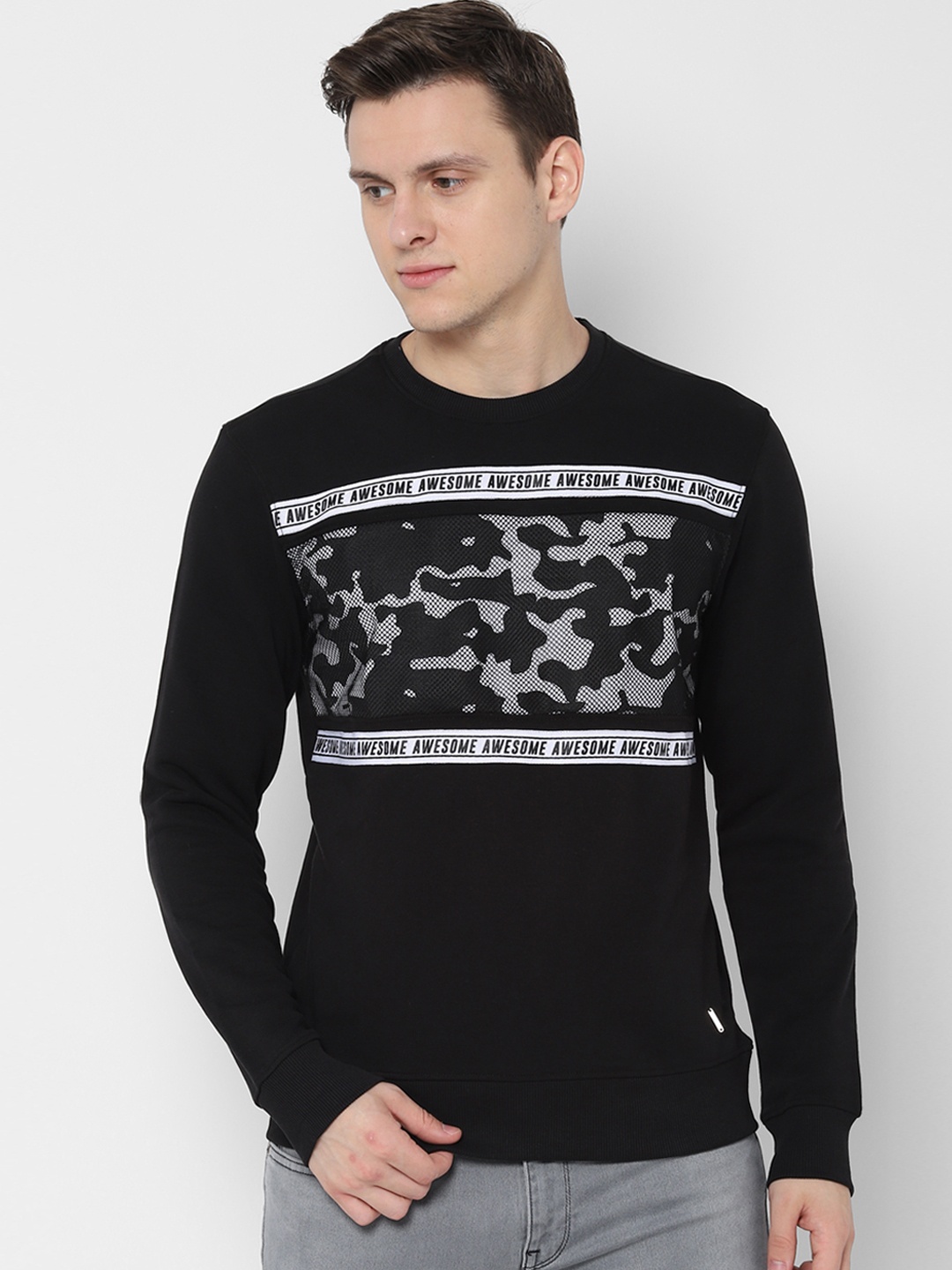 

People Men Black Printed Sweatshirt