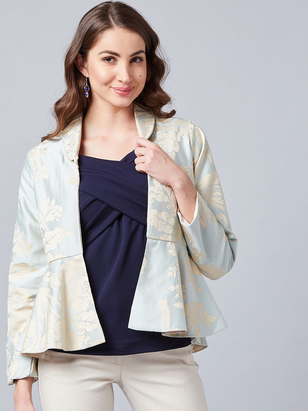 

Athena Women Blue Printed Tailored Jacket