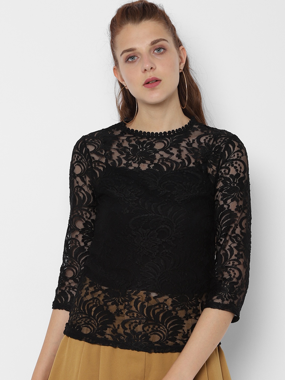 

People Women Black Self Design Top