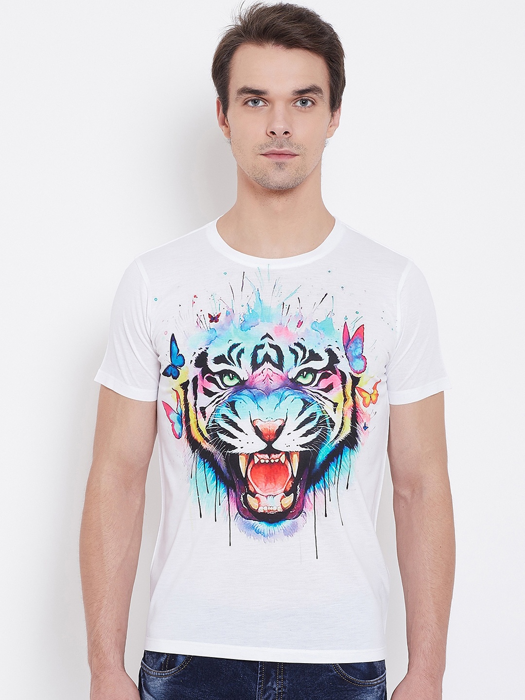 

Wear Your Mind Men White Printed Round Neck T-shirt