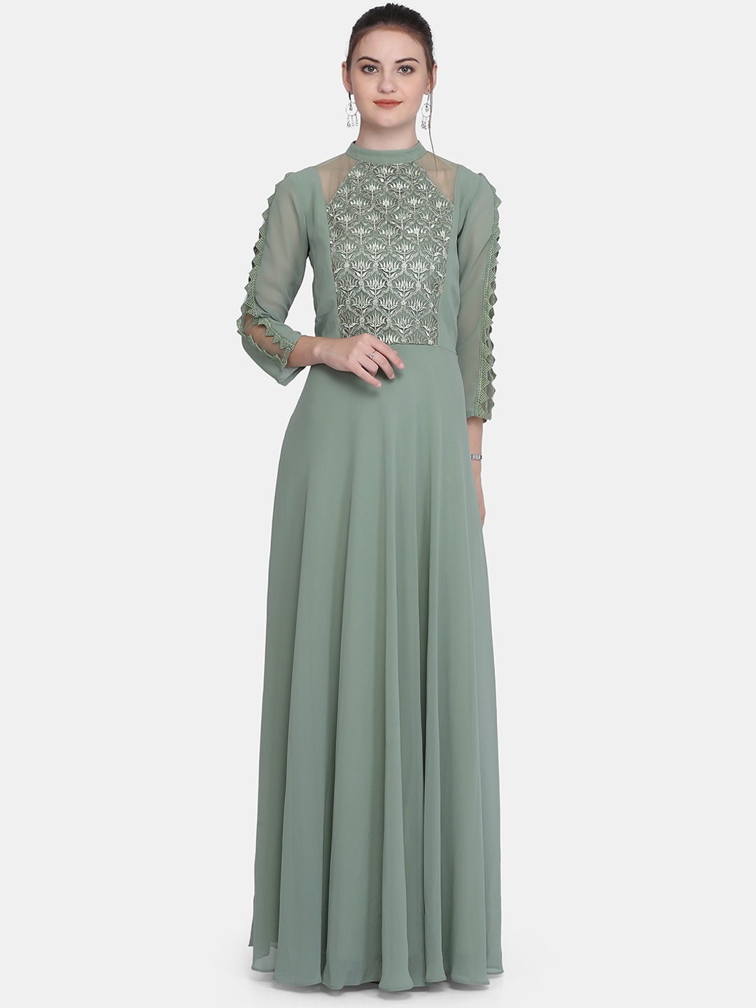 

Eavan Women Sage Green Solid Maxi Dress