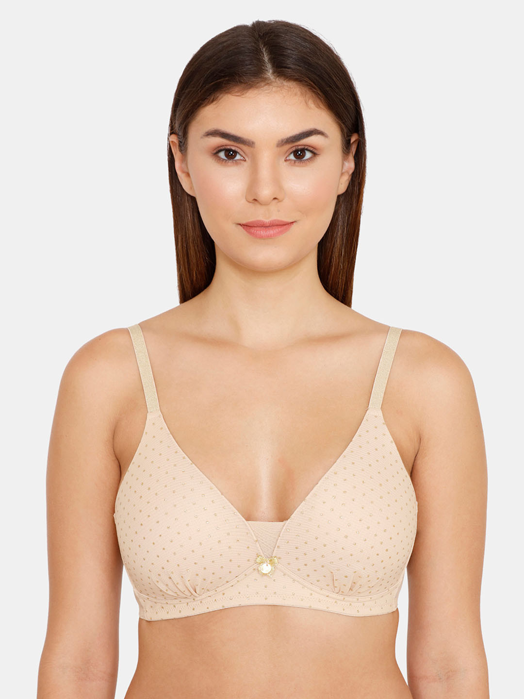 

Zivame Beige Printed Non-Wired Lightly Padded T-shirt Bra ZI1897FASH0NUDE