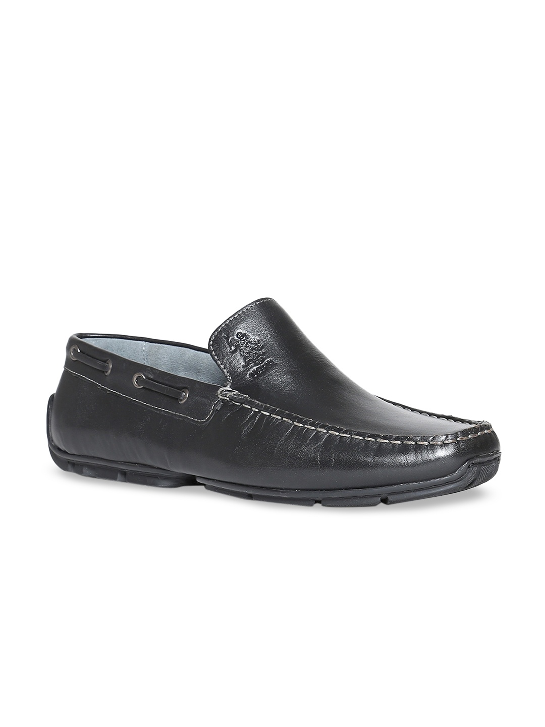 

U.S. Polo Assn. Men Black Leather Solid Driving Shoes