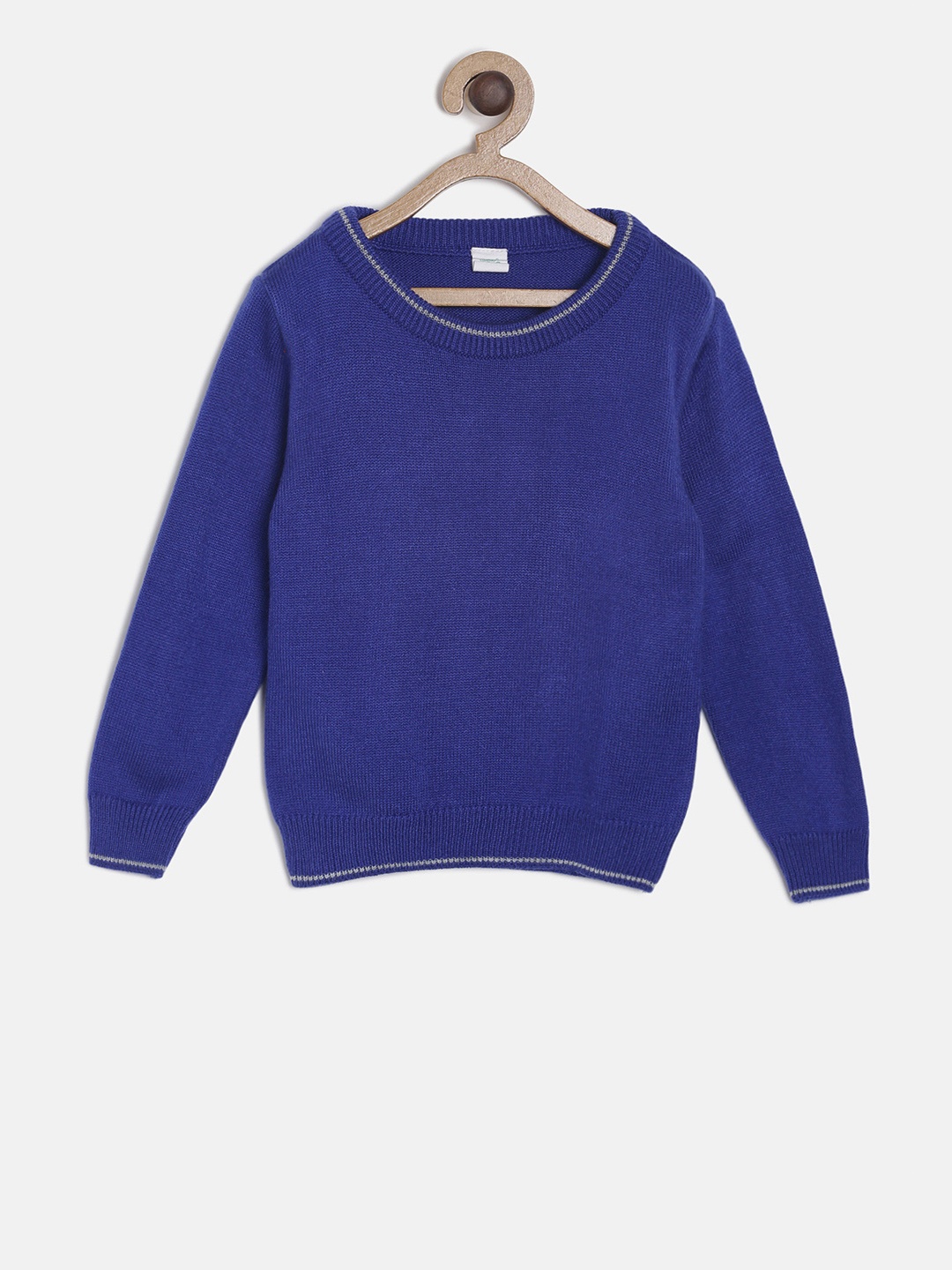 MINI KLUB Boys Blue Solid Pullover Sweater