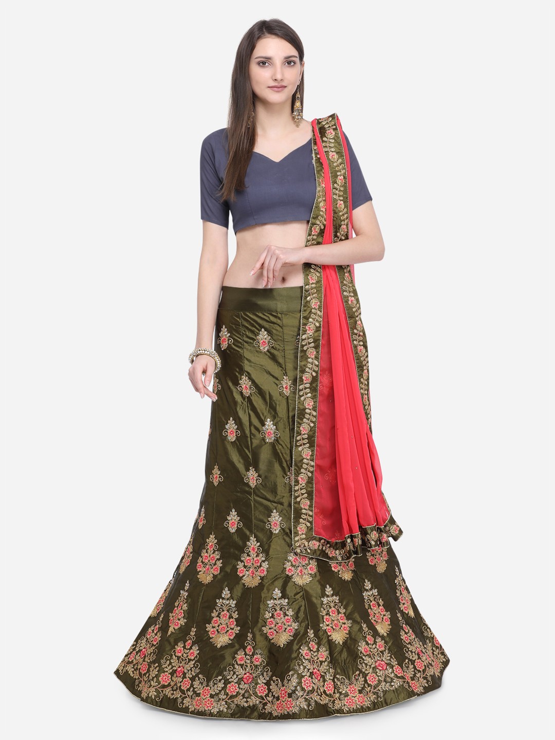 

MOKSHA DESIGNS Green Ready to Wear Lehenga & Blouse with Dupatta