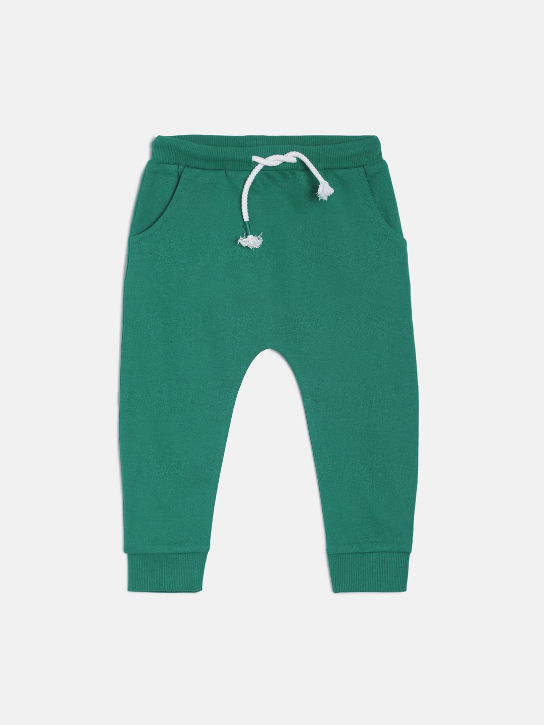 MINI KLUB Boys Green Solid Pure Cotton Joggers