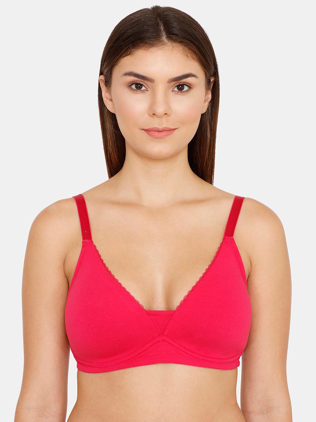

Zivame Pink & Pink Solid Non-Wired Lightly Padded T-shirt Bra ZI1672FASH00RED