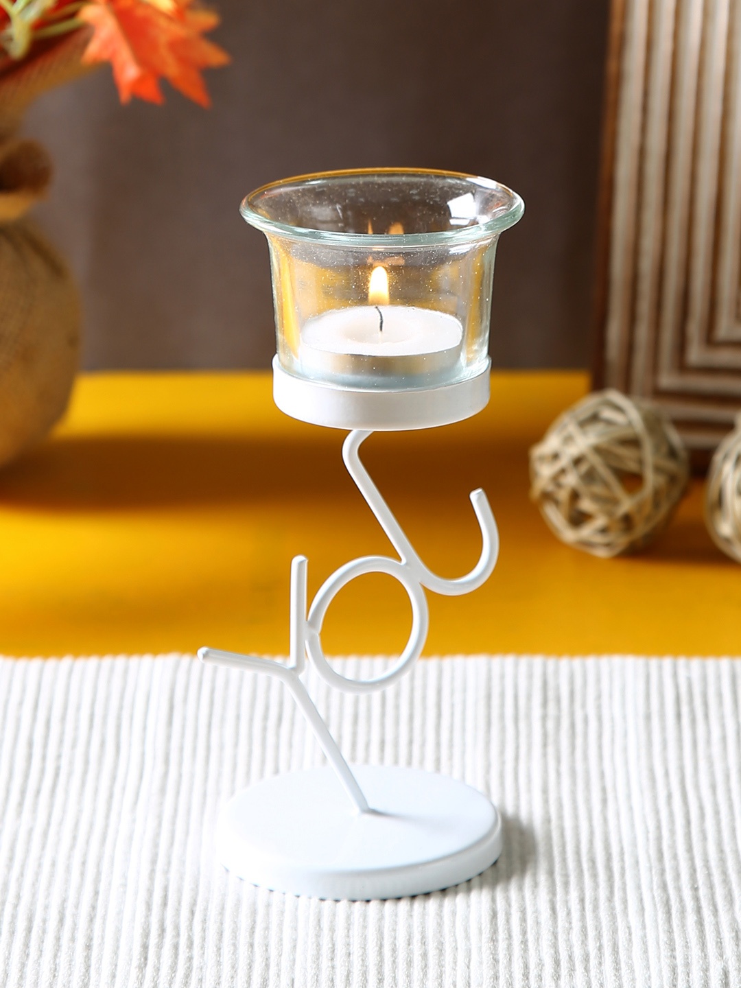

HOSLEY White & Transparent Table Candle Holder With Tea Lights