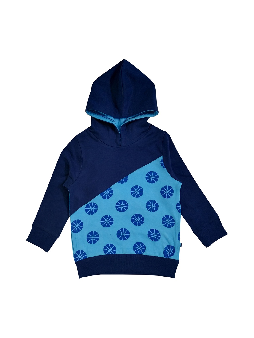 

KiddoPanti Boys Navy Blue Printed Hooded Sweatshirt
