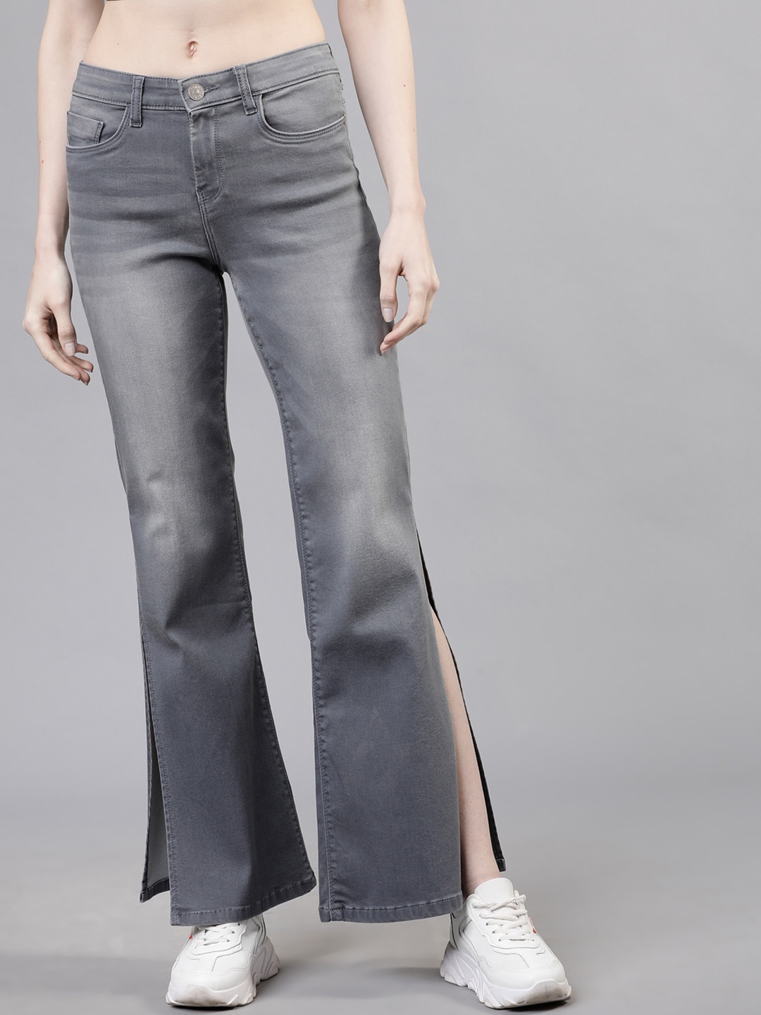 

Tokyo Talkies Women Grey Bootcut Mid-Rise Clean Look Stretchable Jeans