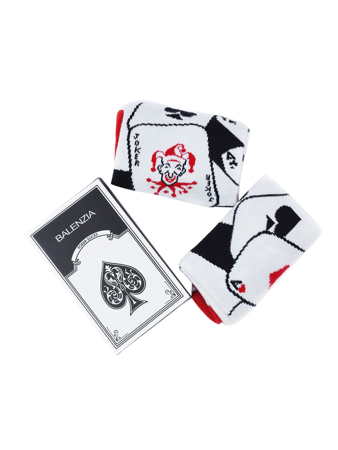 

Balenzia Men White & Black Patterned Calf-Length Special Edition Poker Socks
