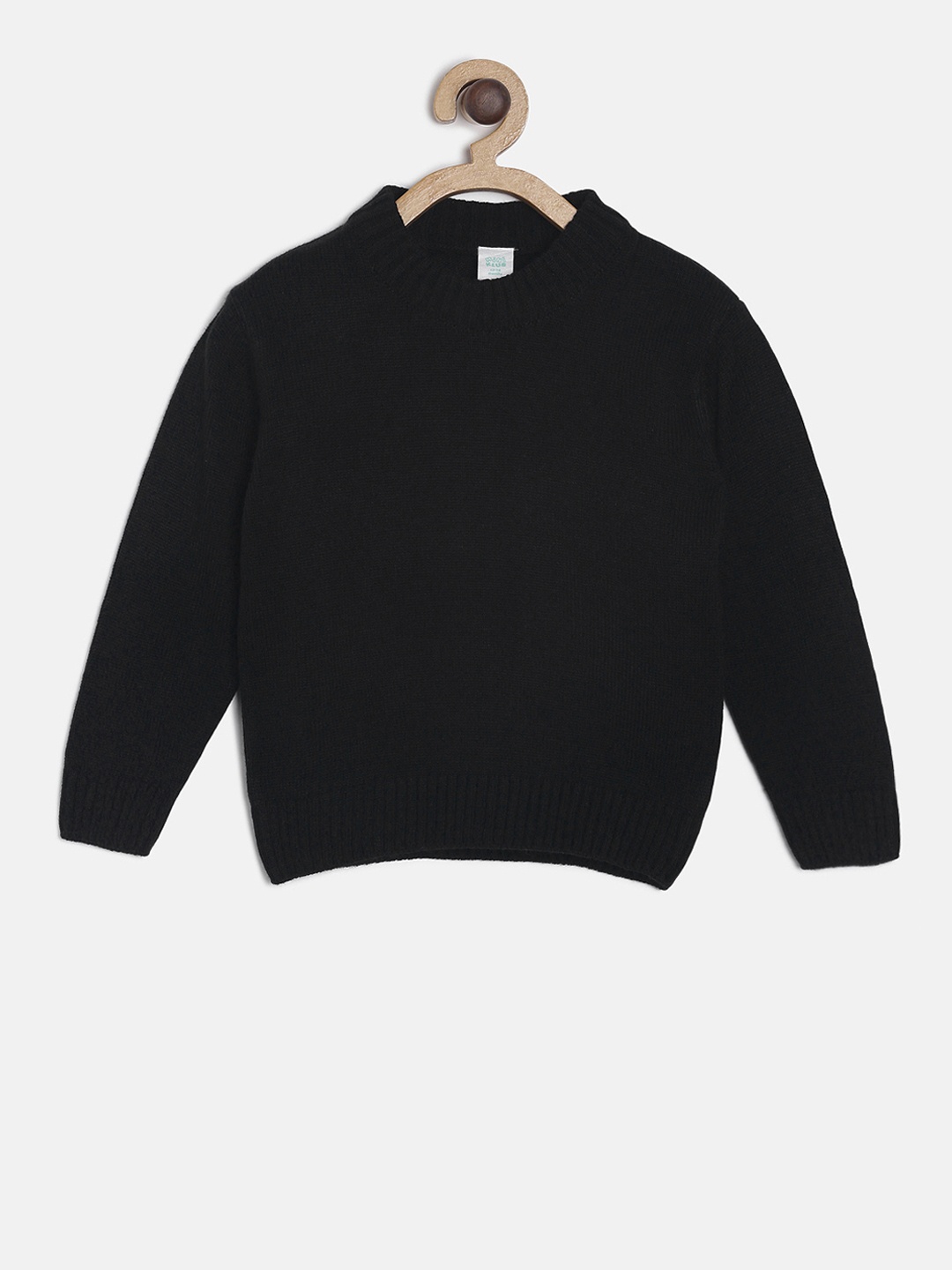 

MINI KLUB Boys Black Solid Pullover Sweater