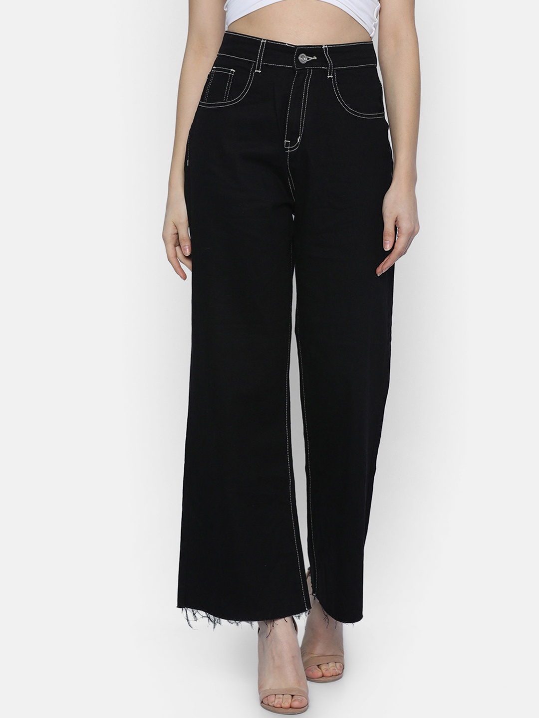 

ISU Women Black Flared High-Rise Clean Look Jeans