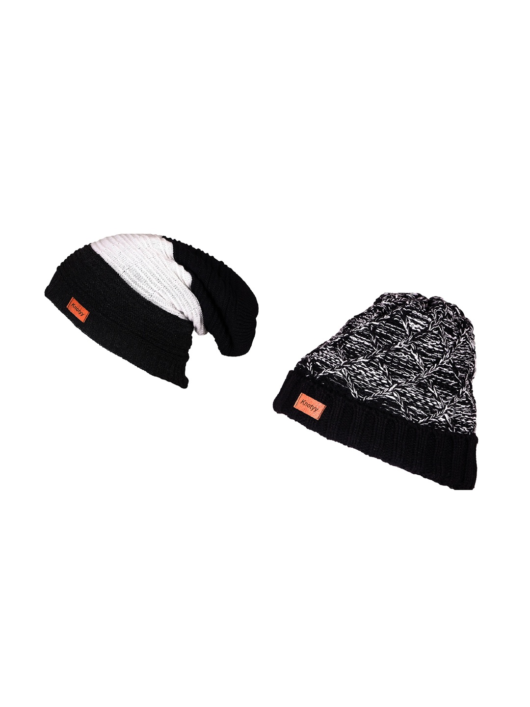 

Knotyy Men Pack of 2 Beanies, Black