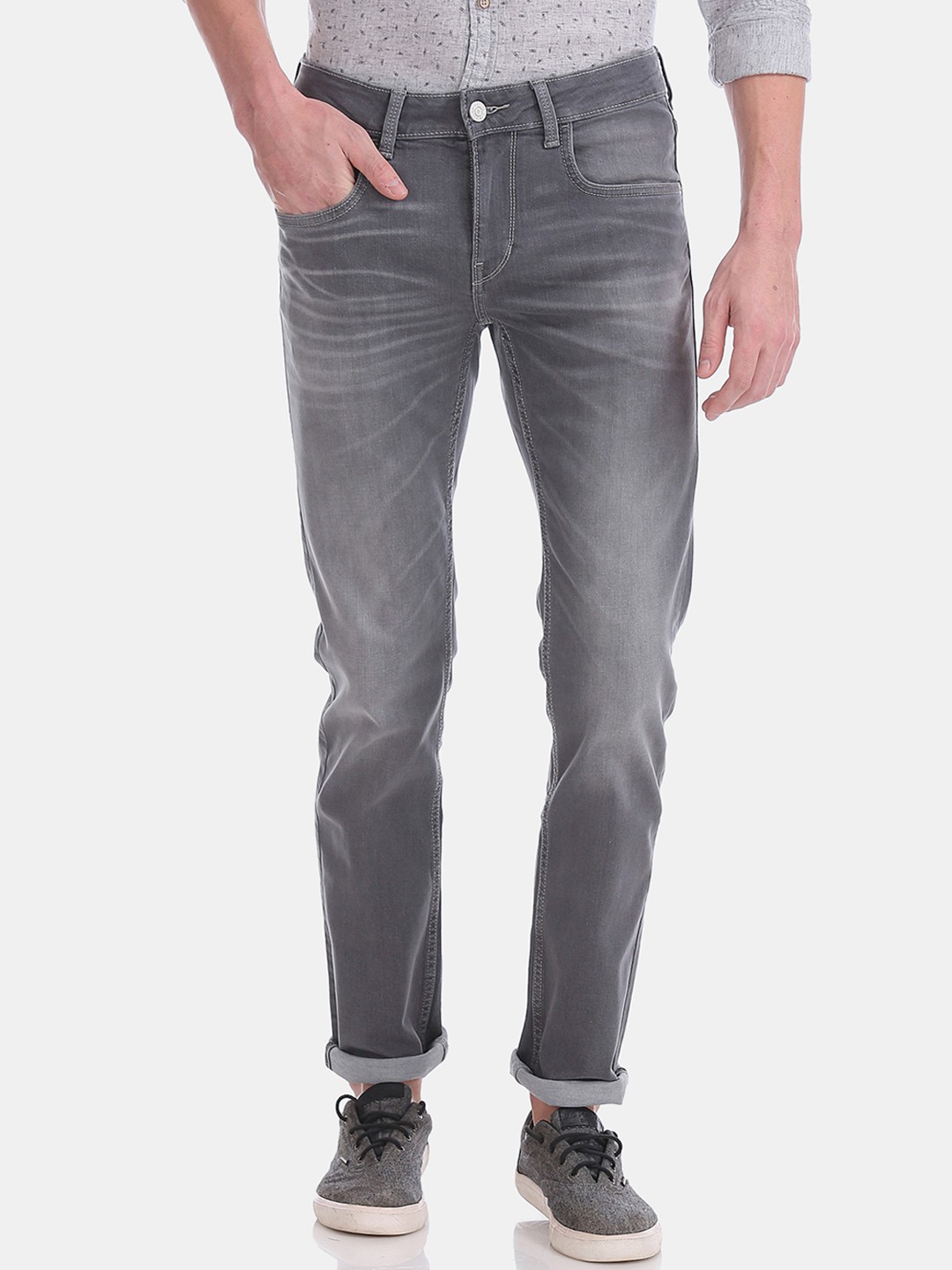 

Flying Machine Men Grey Skinny Fit Mid-Rise Clean Look Stretchable Jeans