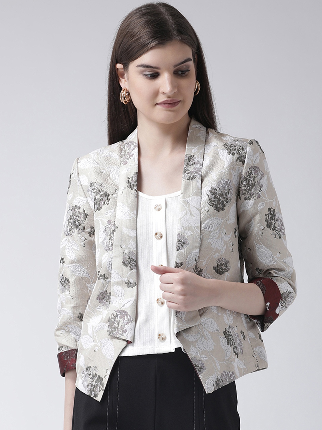

Latin Quarters Women Beige Printed Jacket