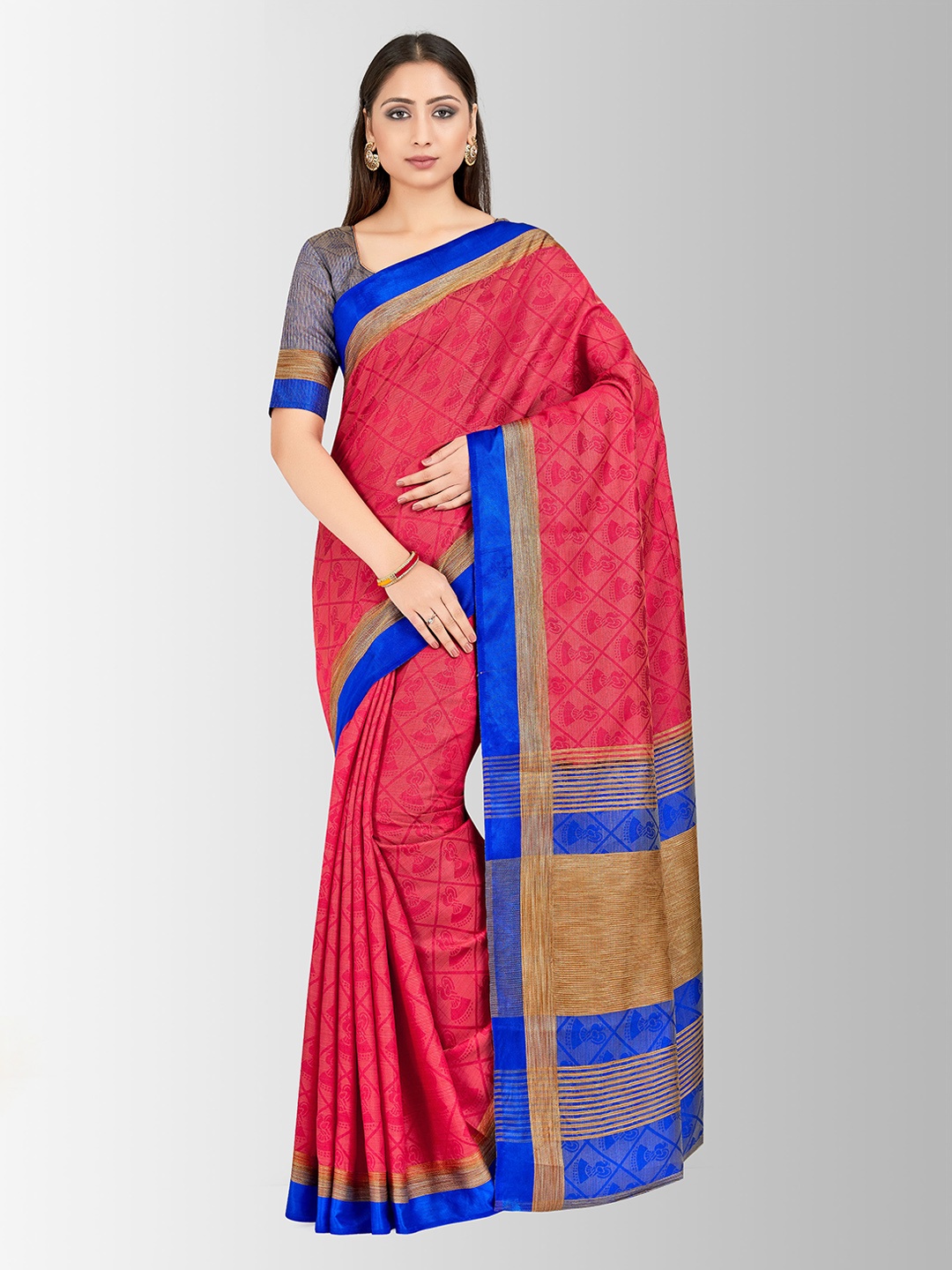 

MIMOSA Red & Blue Art Silk Woven Design Banarasi Saree