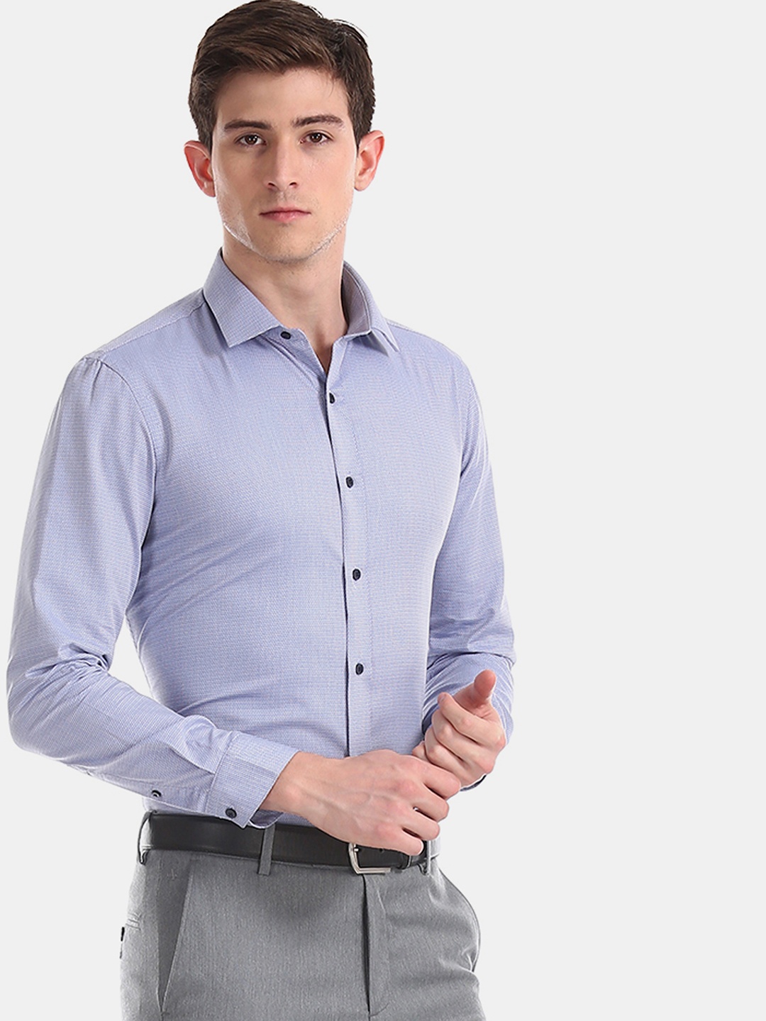 

Arrow New York Men Blue Slim Fit Self Design Formal Shirt
