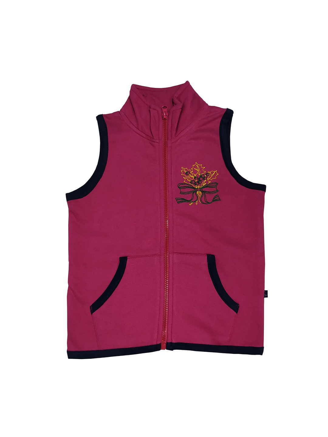 

KiddoPanti Girls Pink Solid Windcheater Jacket