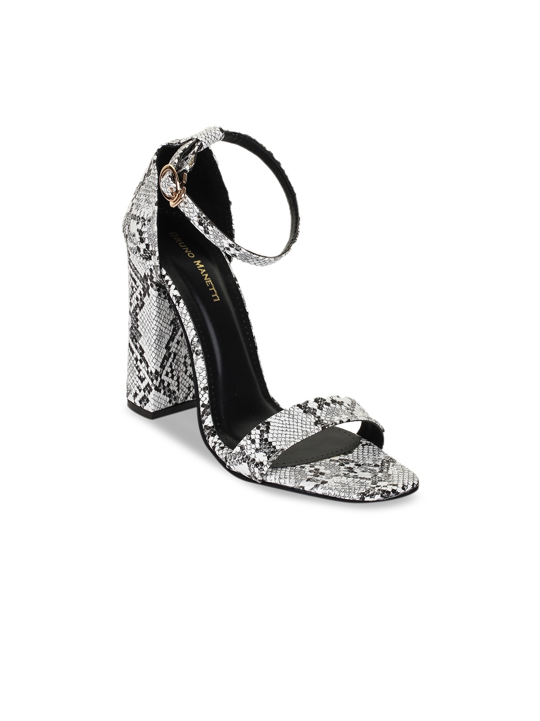 Bruno Manetti Women White & Black Printed Sandals