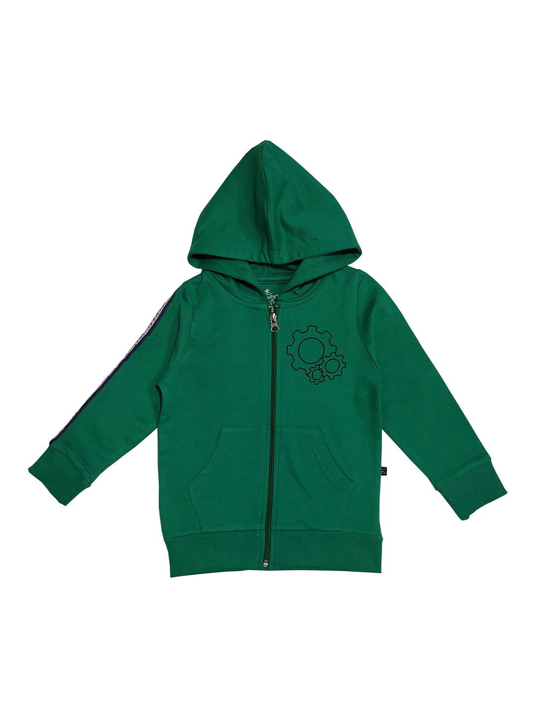 

KiddoPanti Boys Green Printed Hooded Sweatshirt