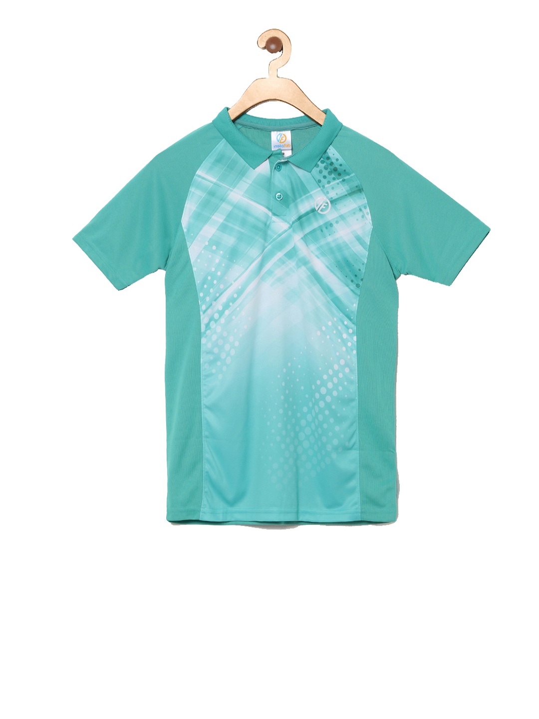 

Instafab Boys Green Printed Polo Collar T-shirt
