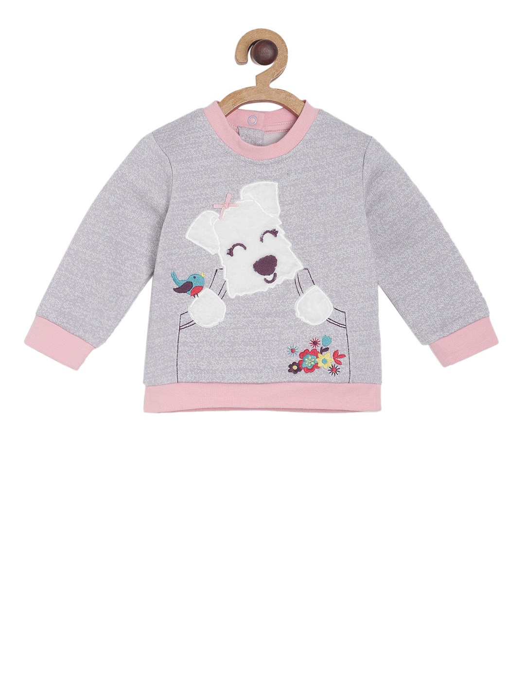 

MINI KLUB Girls Grey & Pink Embroidered Sweatshirt