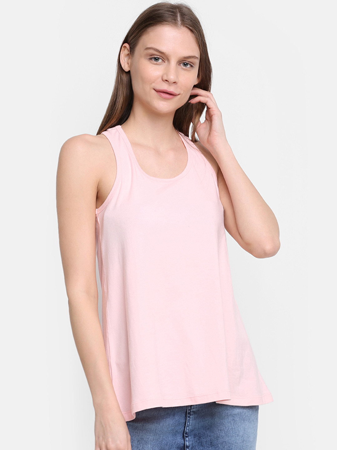 

Rute Women Pink Solid Round Neck Pure Cotton T-shirt