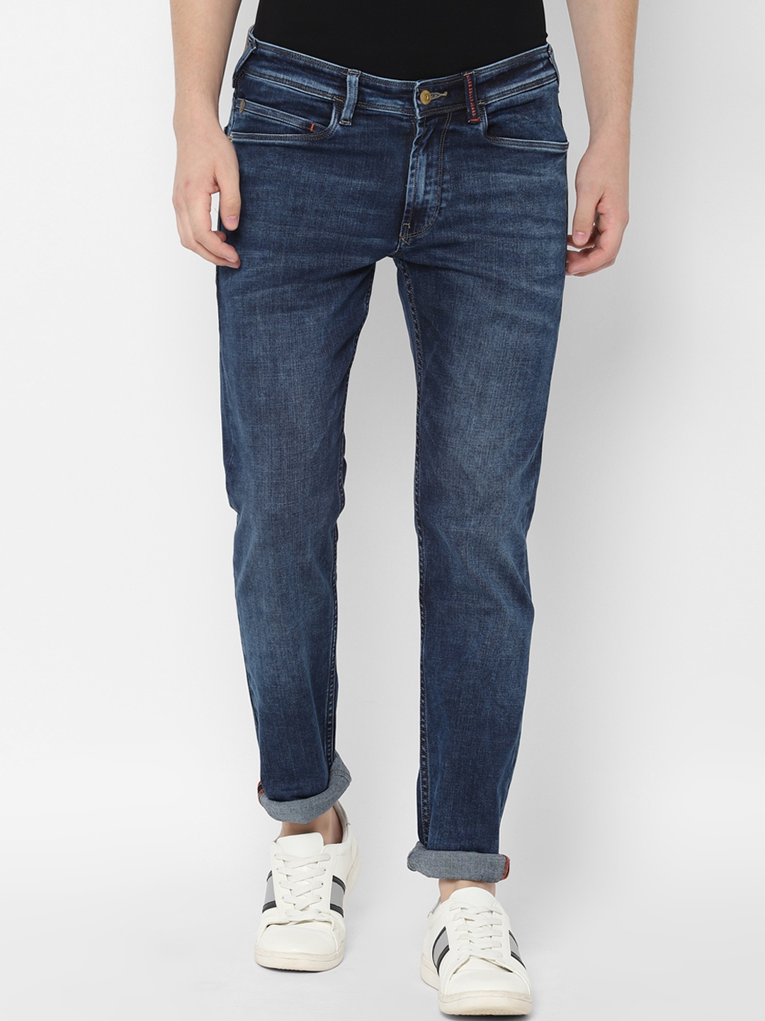 

Allen Solly Men Navy Blue Skinny Fit Mid-Rise Clean Look Stretchable Jeans